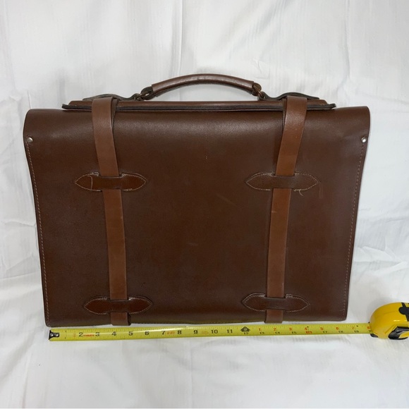 Large Vintage Brown Leather File Bag Briefcase School Work Lawyer Doctor - Picture 8 of 12
